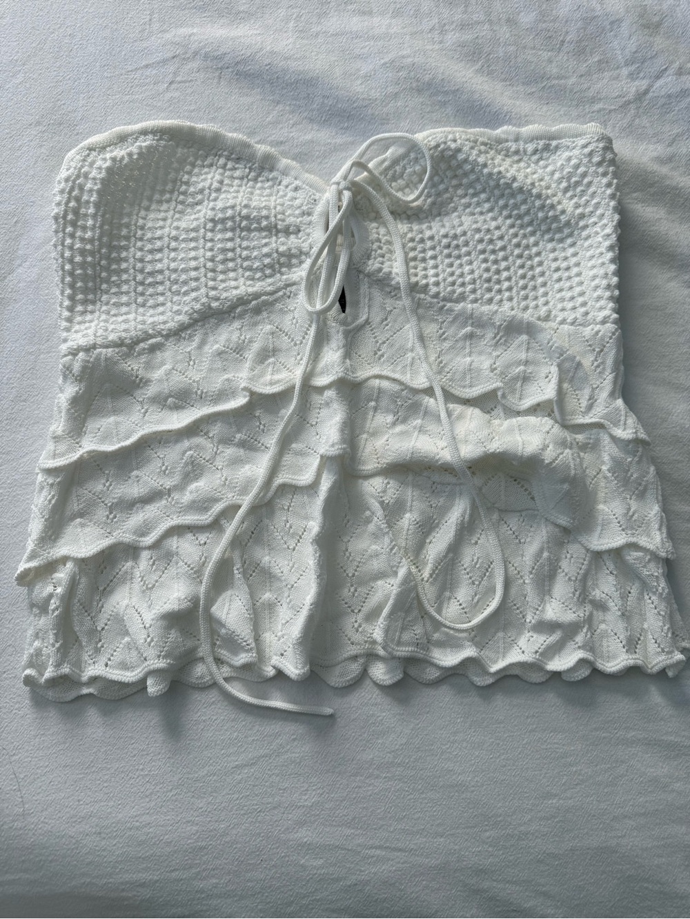 AQUA crocheted strapless top